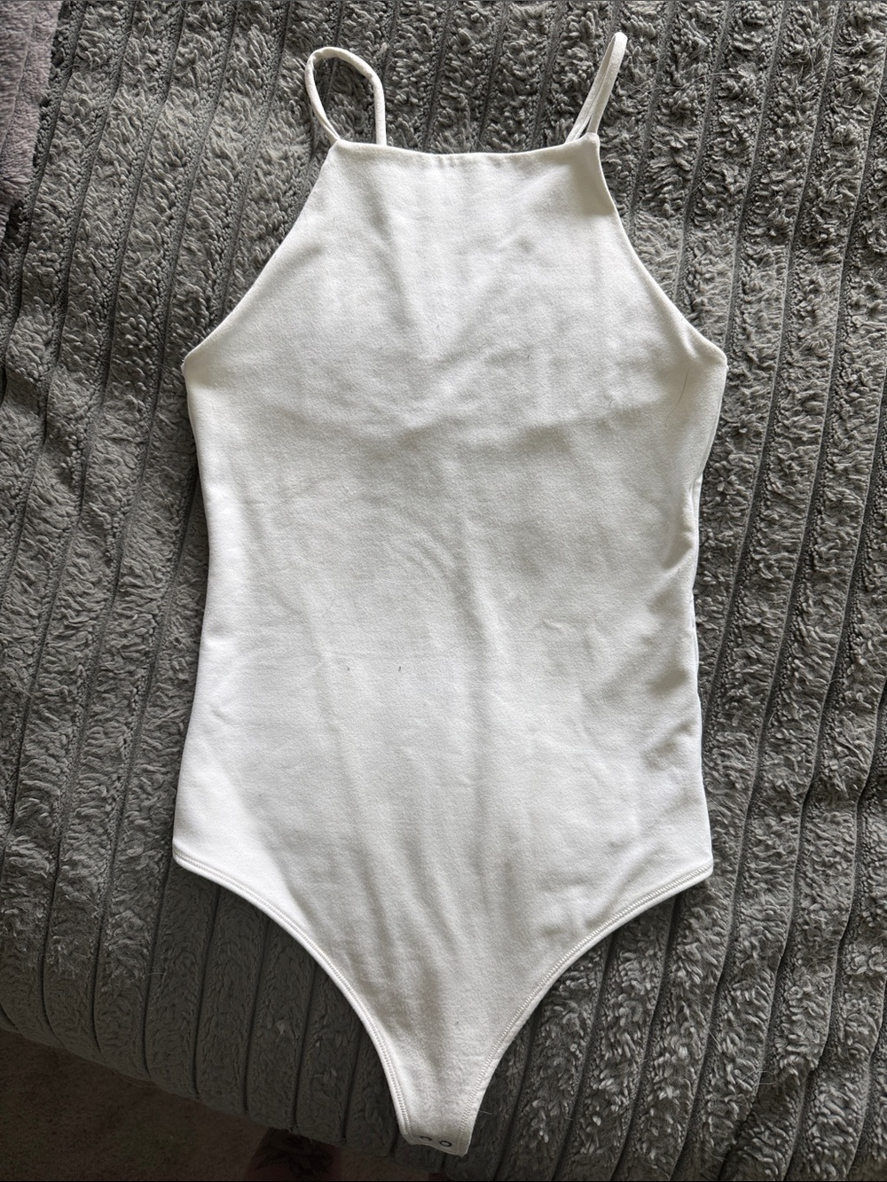 Abercrombie & Fitch White Ribbed High-Neck Bodysuit